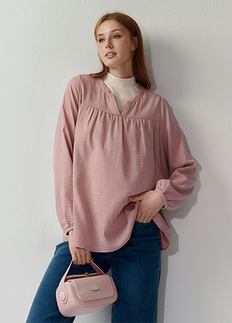 小V領細褶孕哺上衣