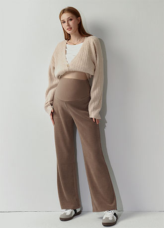 薄燈芯絨直筒孕婦寬褲