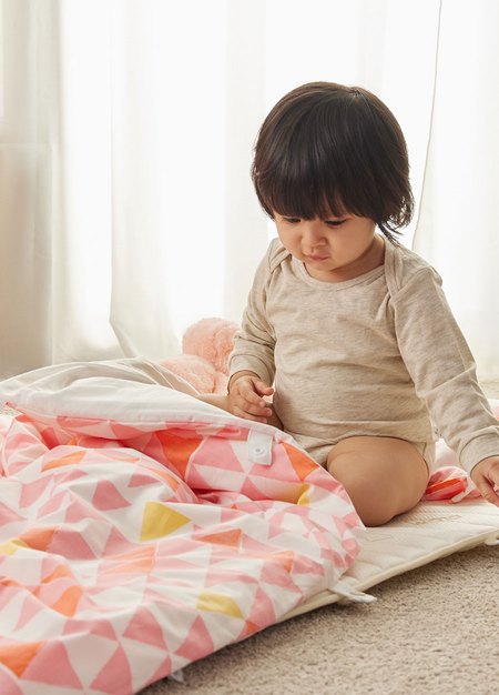 調溫抗菌安撫涼被(幾何三角)—睡袋組適用-粉色3