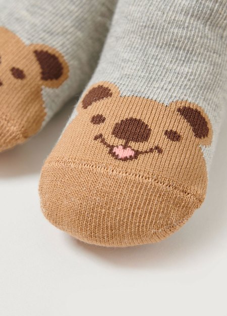 Quokka造型新生兒襪(3入)-淺灰7