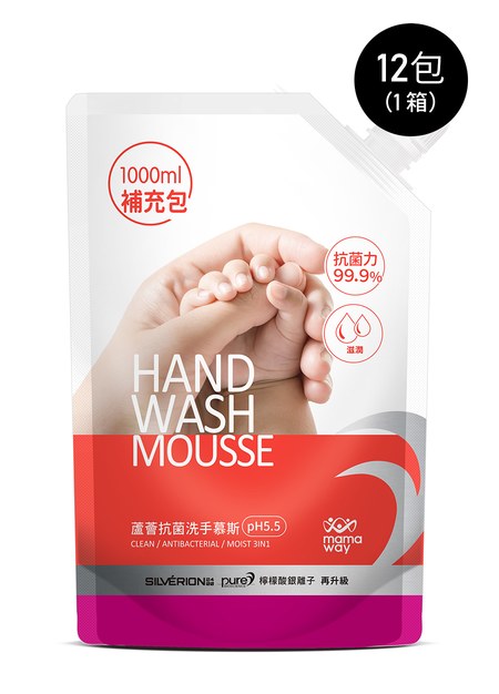 蘆薈抗菌洗手慕斯(1000ml補充包)12包/箱 箱購