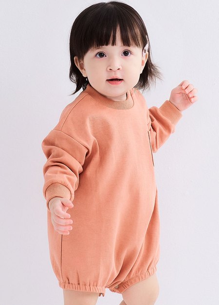 BABY棉質寬鬆包屁衣-粉橘2