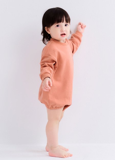 BABY棉質寬鬆包屁衣-粉橘3