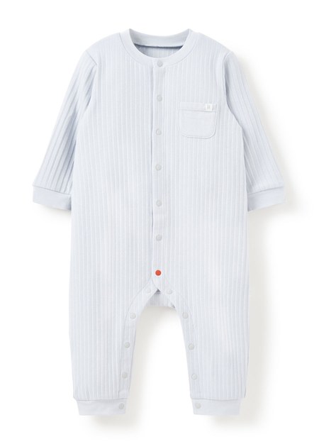 BABY百褶羅紋長袖連身衣-淺灰1