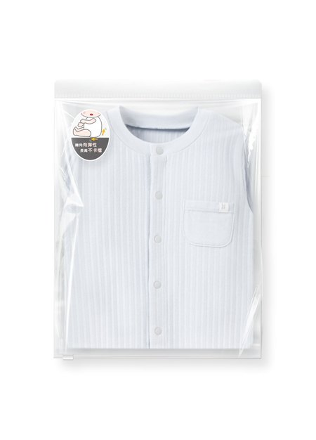 BABY百褶羅紋長袖連身衣-淺灰2