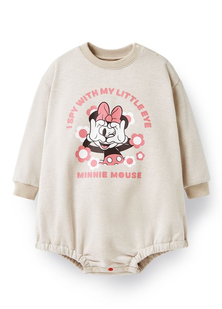 BABY 迪士尼棉質寬鬆包屁衣-米妮-米色1
