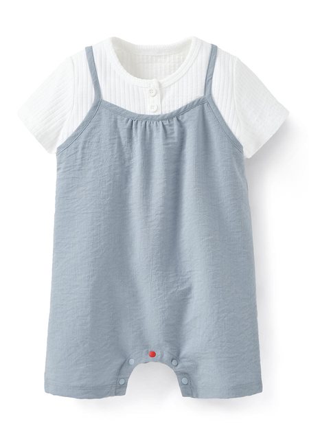 BABY假兩件連身包屁衣-灰藍1