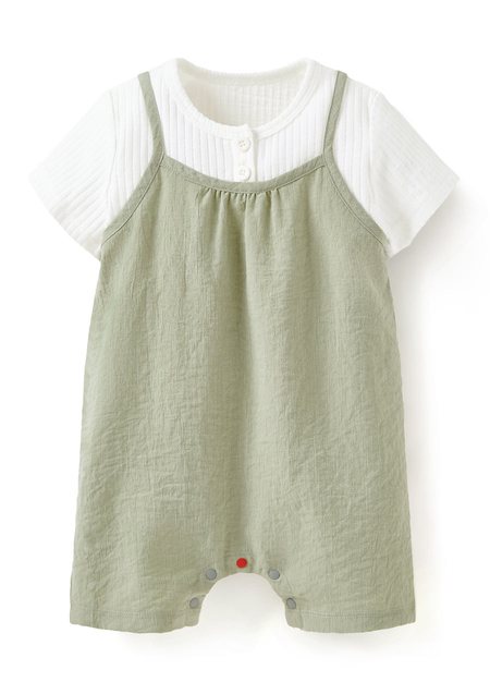 BABY假兩件連身包屁衣-淺綠2