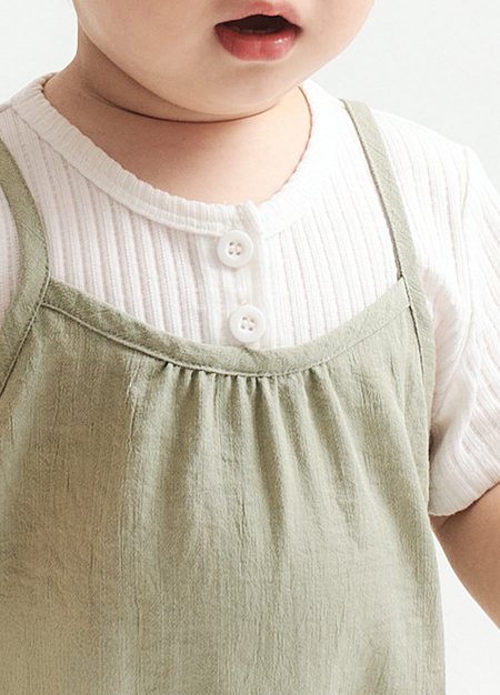 BABY假兩件連身包屁衣-淺綠3