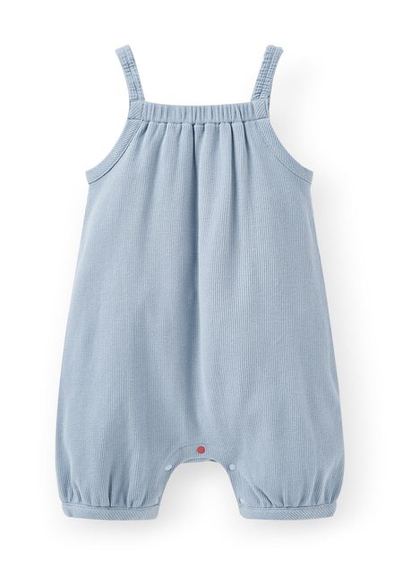 BABY華夫格連身吊帶褲-灰藍1