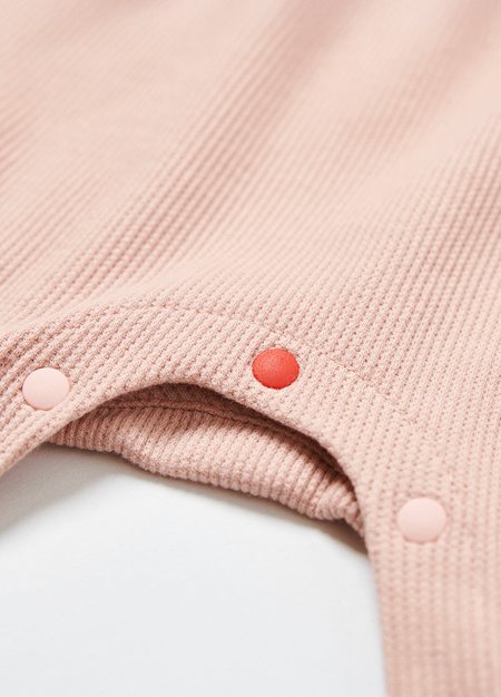 BABY華夫格連身吊帶褲-粉橘2