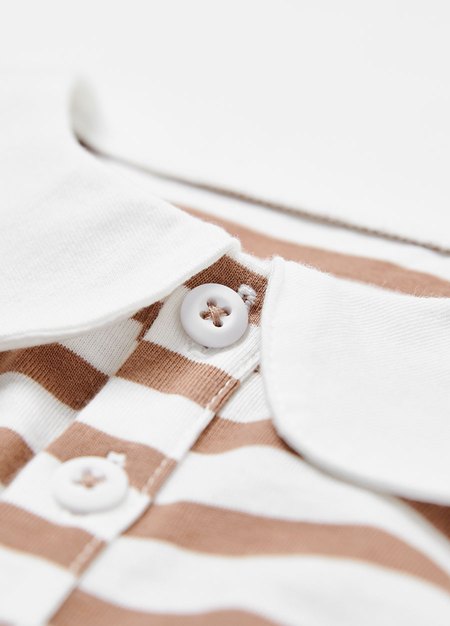 BABY翻領橫紋寬鬆包屁衣-咖啡2