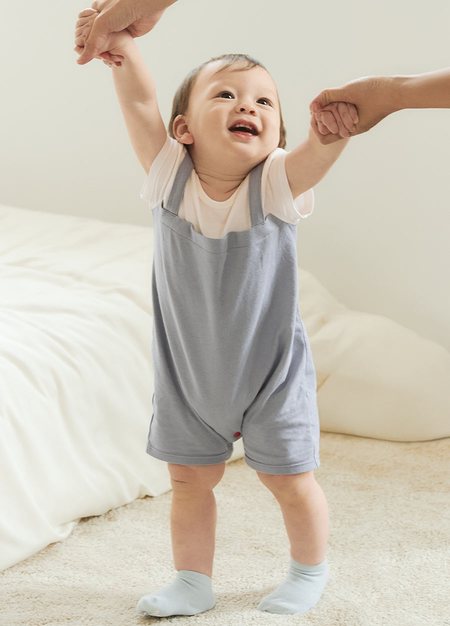 BABY假兩件吊帶連身包屁衣-藍紫2