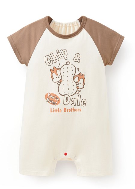 BABY迪士尼棉質拉克蘭連身包屁衣-奇奇蒂蒂-駝色4