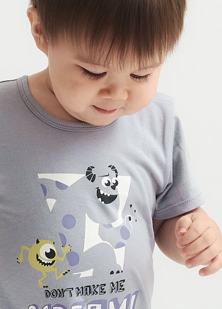 BABY迪士尼棉質連身包屁衣-怪獸電力公司-藍紫2