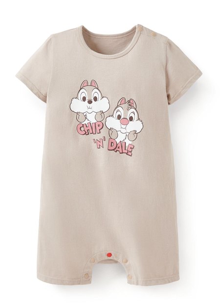 BABY迪士尼棉質連身包屁衣-奇奇與蒂蒂-卡其1