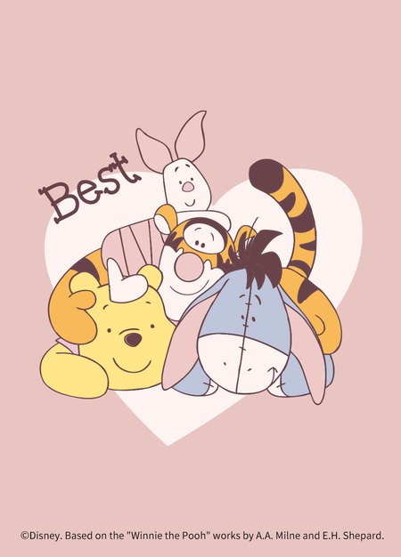 BABY 迪士尼棉質連身包屁衣-維尼與好朋友-淺粉4