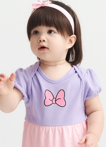 BABY迪士尼黛西造型包屁洋裝(附髮帶)-淺紫1