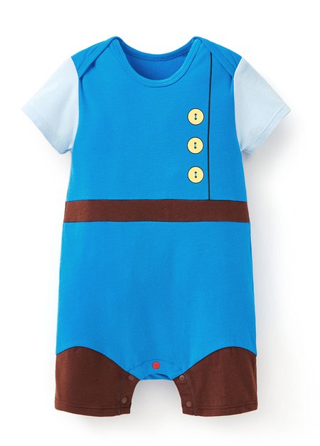 BABY迪士尼王子造型包屁衣(附領巾)-藍色2