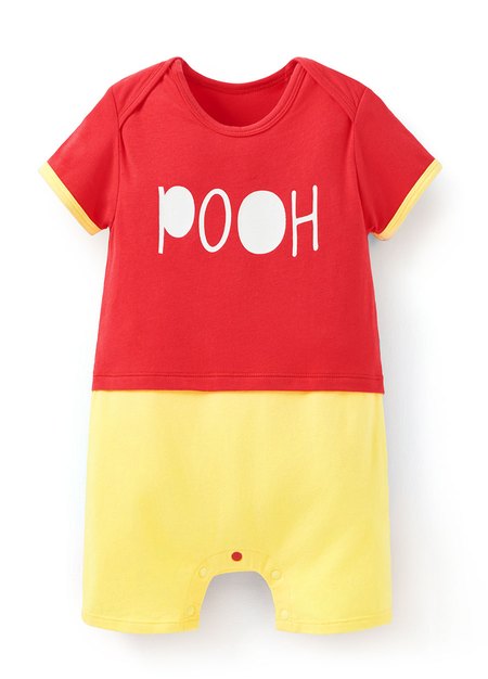 BABY迪士尼維尼造型包屁衣(附領巾)-紅色2