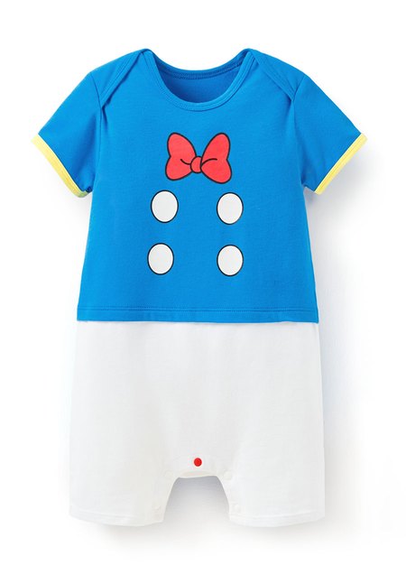 BABY迪士尼唐老鴨造型包屁衣(附領巾)-藍色4