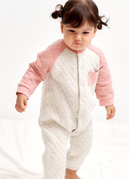 BABY鋪棉長袖連身衣-深粉3