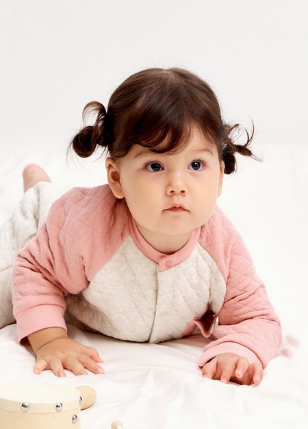 BABY鋪棉長袖連身衣-深粉4