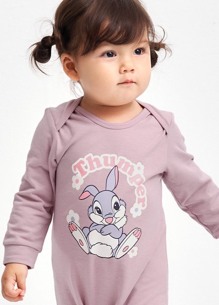 BABY迪士尼蓄熱保溫長袖連身衣-桑普兔-淺紫2