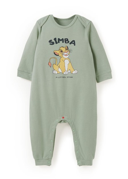 BABY迪士尼蓄熱保溫長袖連身衣-獅子王-淺綠1