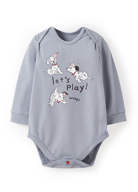 BABY迪士尼蓄熱保溫長袖包屁衣-101忠狗-灰藍1