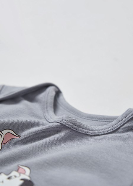 BABY迪士尼蓄熱保溫長袖包屁衣-101忠狗-灰藍2