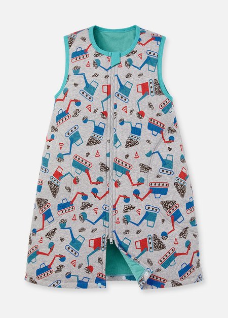 抗菌防踢被(薄款3Y)拉鍊款-挖土機-淺灰1