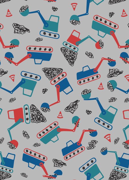 抗菌防踢被(薄款3Y)拉鍊款-挖土機-淺灰3