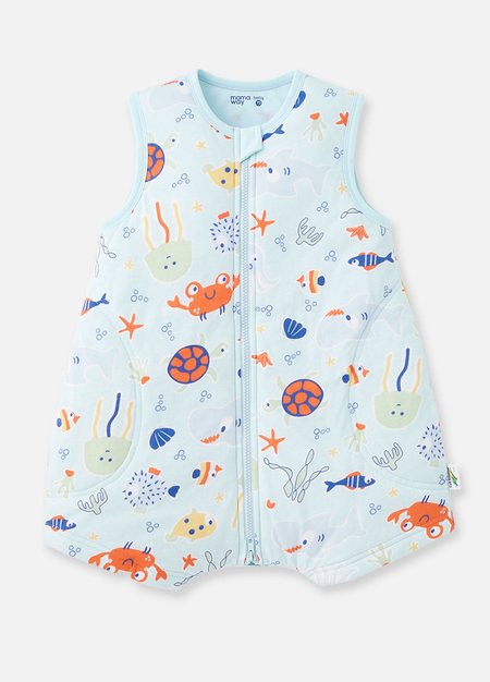 抗菌防踢被(薄款0-24M)拉鍊款-海洋生物-淺藍1