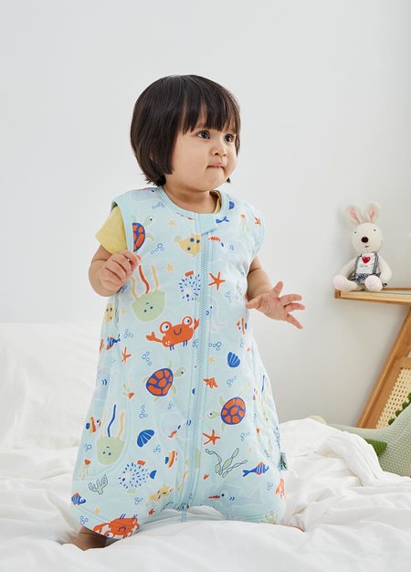 抗菌防踢被(薄款0-24M)拉鍊款-海洋生物-淺藍3