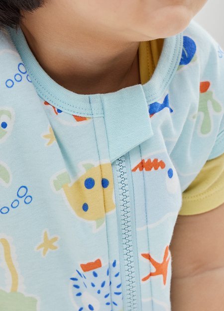 抗菌防踢被(薄款3Y)拉鍊款-海洋生物-淺藍3