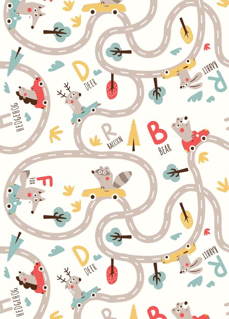 抗菌防踢被(薄款0-24M)釦子款-森林碰碰車-芥黃3