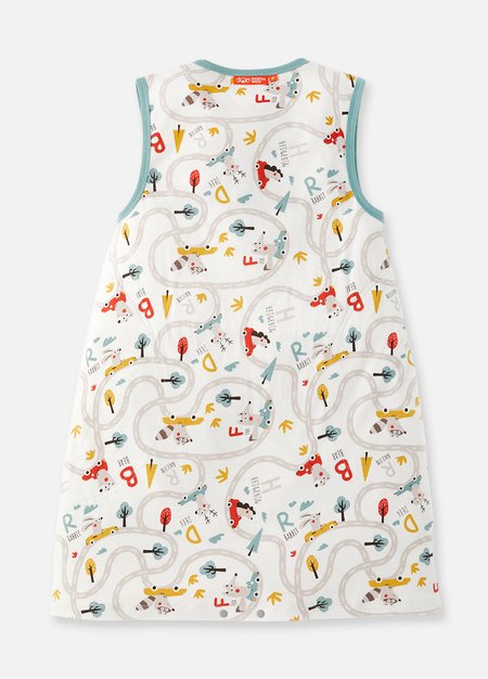 抗菌防踢被(薄款3Y)拉鍊款-森林碰碰車-藍綠2