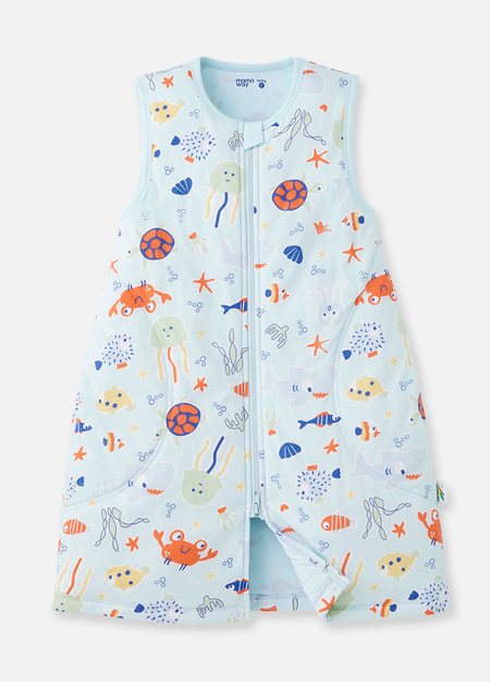 抗菌防踢被(薄款3Y)拉鍊款-海洋生物-淺藍1