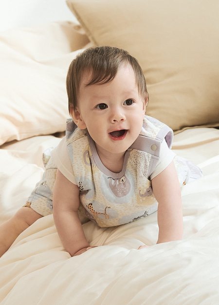 抗菌防踢被(薄款0-24M)釦子款-動物泡泡-淺綠2