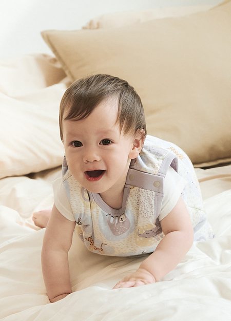 抗菌防踢被(薄款0-24M)釦子款-動物泡泡-淺綠3