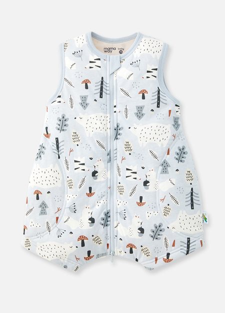 抗菌防踢被(薄款0-24M)拉鍊款-森林家族-淺藍1