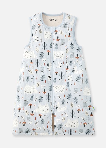 抗菌防踢被(薄款3Y)拉鍊款-森林家族-淺藍1