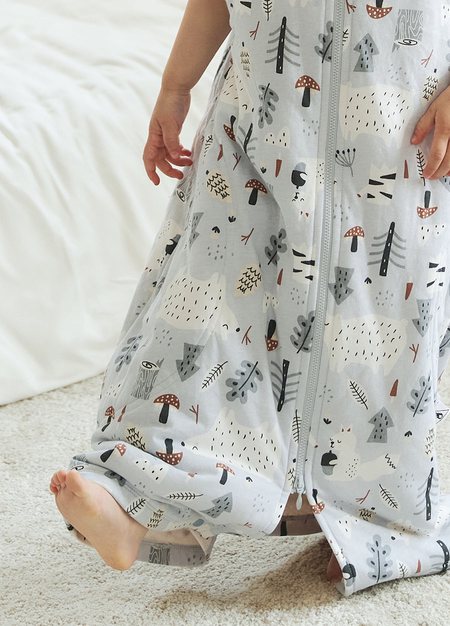 抗菌防踢被(薄款3Y)拉鍊款-森林家族-淺藍3