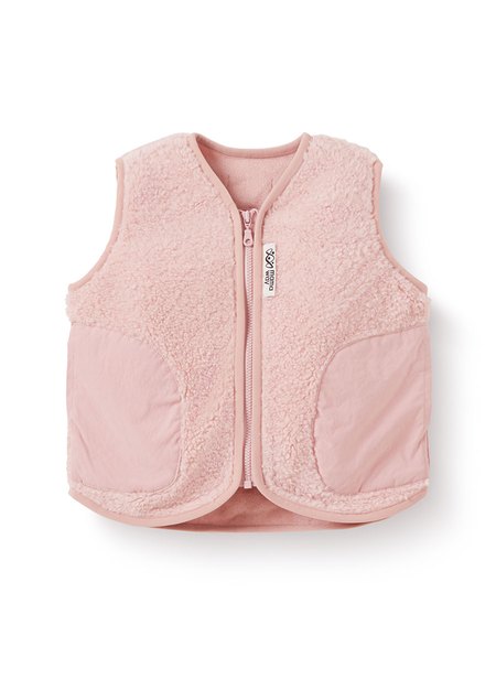 BABY刷毛拼接背心-淺粉1