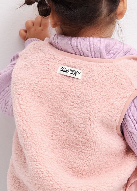 BABY刷毛拼接背心-淺粉4