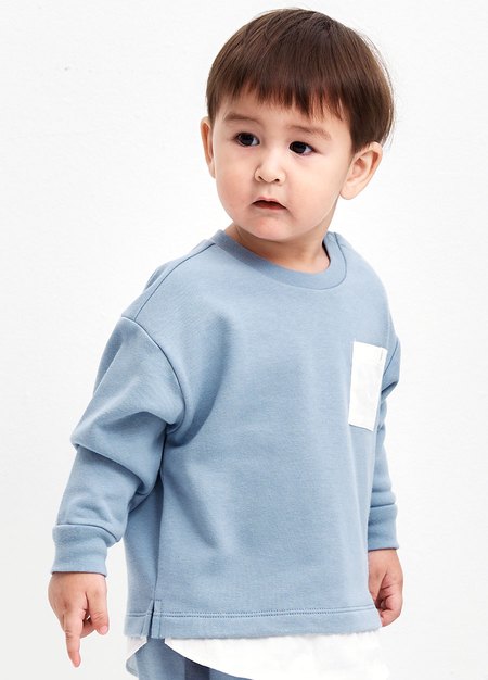 BABY假兩件寬鬆上衣-淺藍2