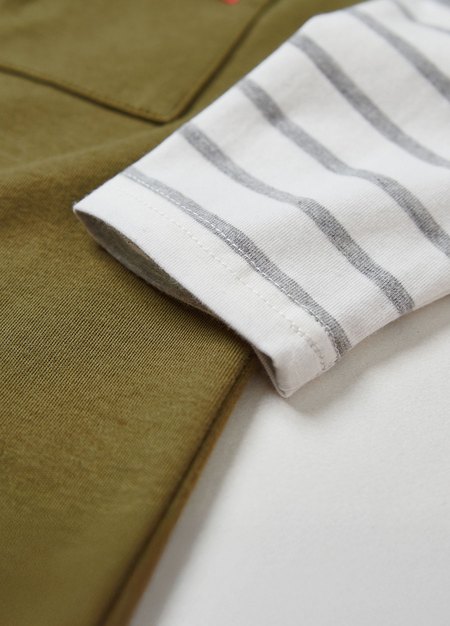 BABY假兩件長袖T恤-橄綠4