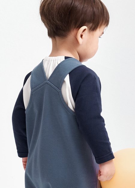 BABY棉質連身吊帶褲-灰藍3