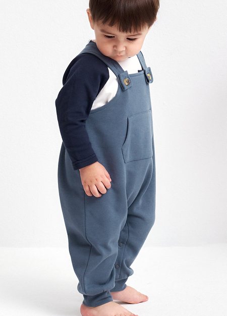 BABY棉質連身吊帶褲-灰藍4